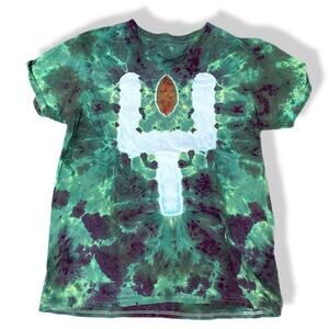 Handmade tie dyed unisex tshirt football season goalpost L